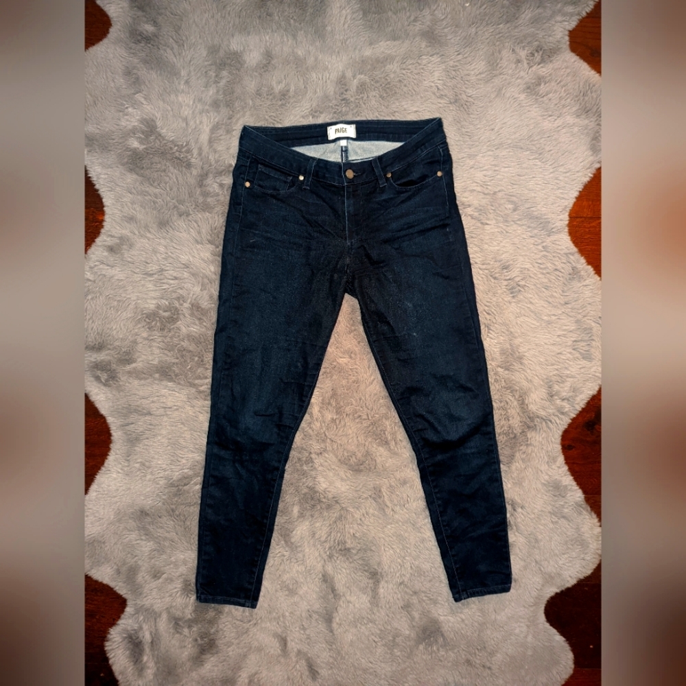 Paige dark blue skinny jeans